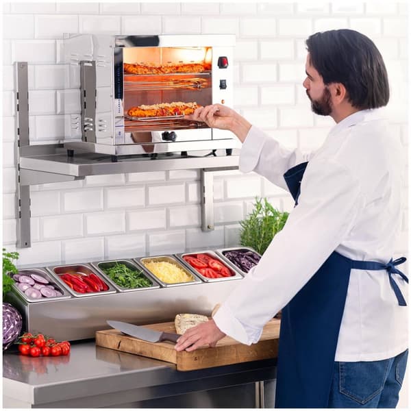 Royal Catering GN-uppsatshylla - inkl. 6 GN 1/6 behållare med lock