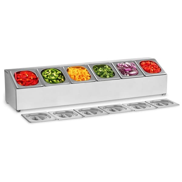 Royal Catering GN-uppsatshylla - inkl. 6 GN 1/6 behållare med lock