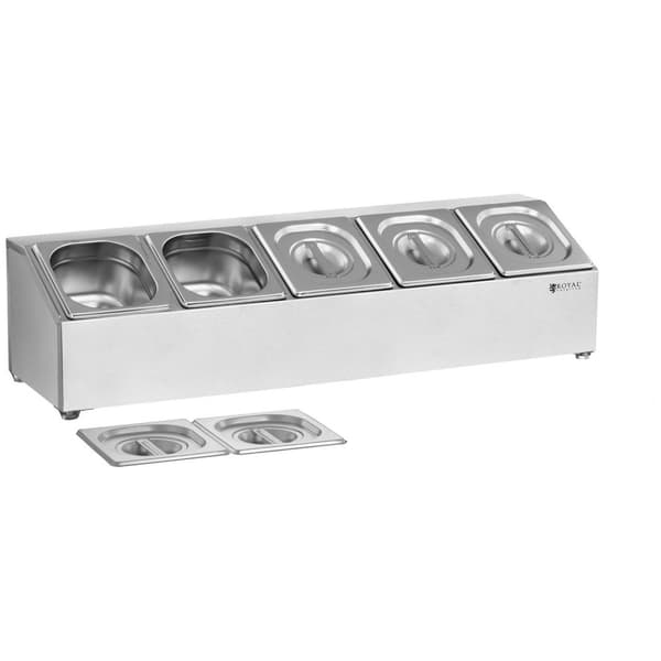 Royal Catering GN-uppsatshylla - inkl. 5 GN-1/6-behållare med lock