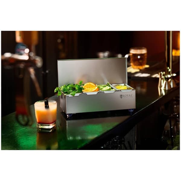 Royal Catering Ingrediensbehållare - rostfri - 4 x 450 ml