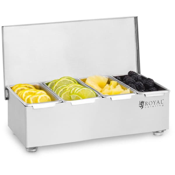 Royal Catering Ingrediensbehållare - rostfri - 4 x 450 ml