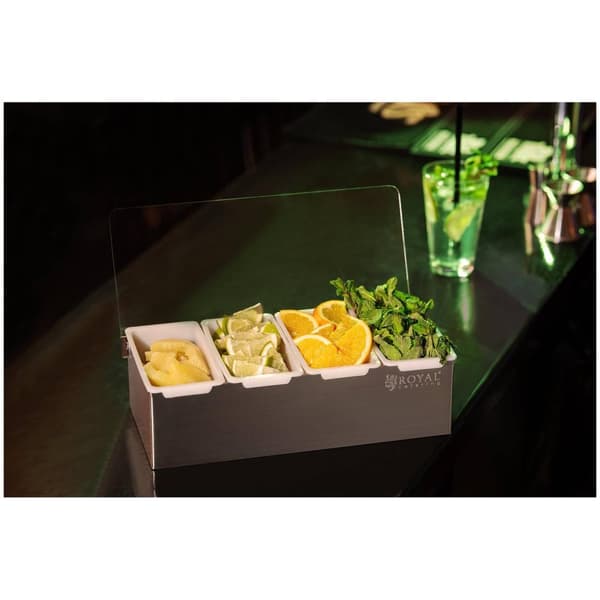 Royal Catering Ingrediensbehållare - rostfri/PP - 4 x 450 ml