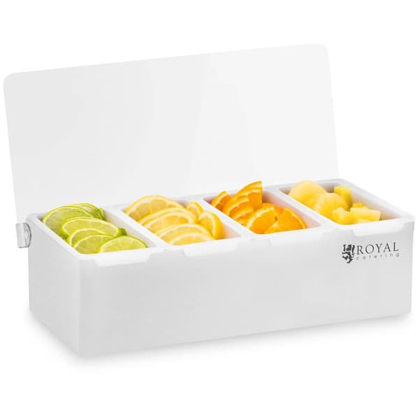 Royal Catering Ingrediensbehållare - rostfri/PP - 4 x 450 ml