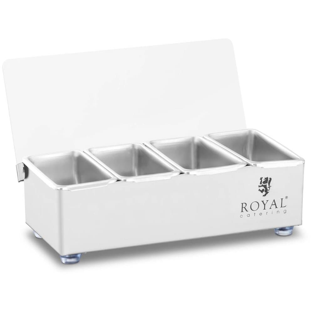Royal Catering Ingrediensbehållare - Rostfritt stål - 4 x 0,4 L - Royal Catering