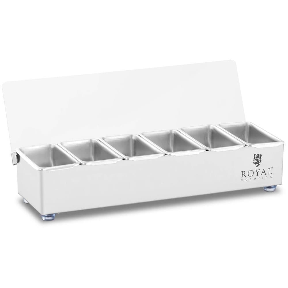 Royal Catering Ingrediensbehållare - Rostfritt stål - 6 x 0,4 L - Royal Catering