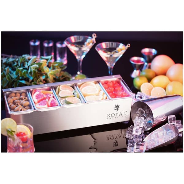 Royal Catering Ingrediensbehållare - Rostfritt stål - 5 x 0,4 L - Royal Catering