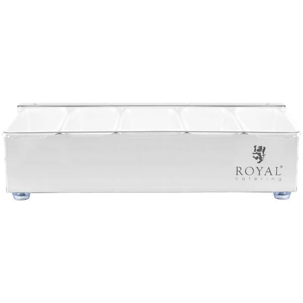 Royal Catering Ingrediensbehållare - Rostfritt stål - 5 x 0,4 L - Royal Catering
