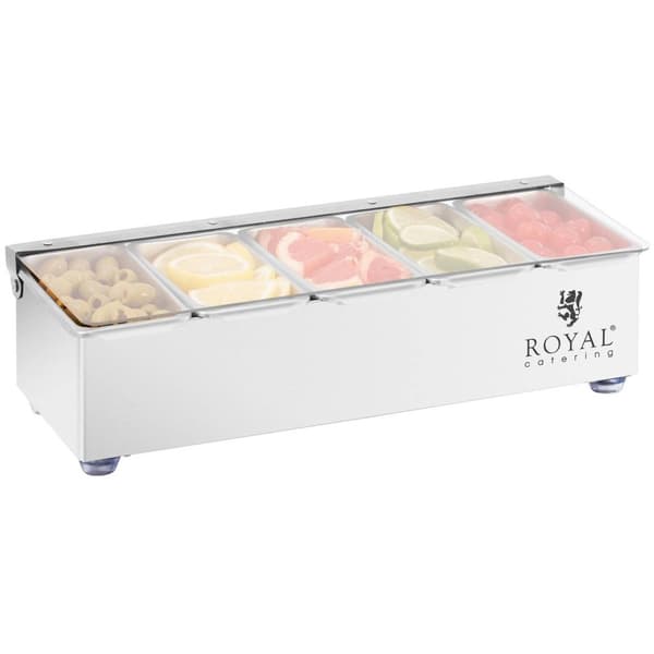Royal Catering Ingrediensbehållare - Rostfritt stål - 5 x 0,4 L - Royal Catering