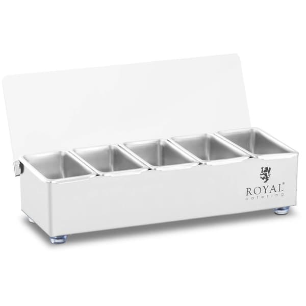 Royal Catering Ingrediensbehållare - Rostfritt stål - 5 x 0,4 L - Royal Catering