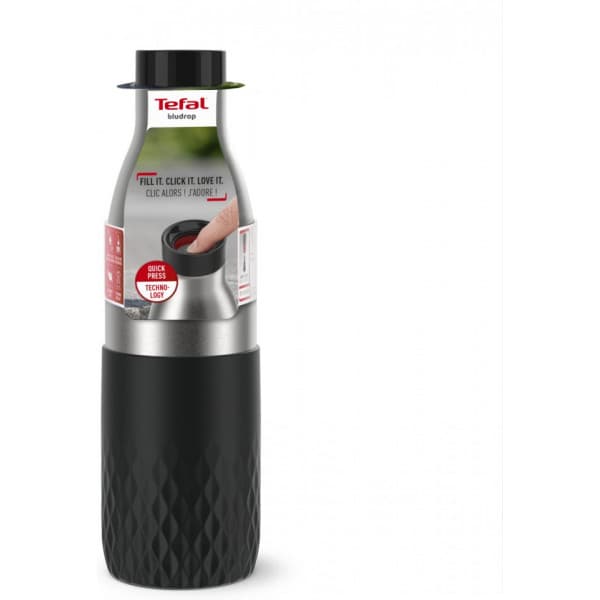 Tefal Bludrop Sleeve -dryckesflaska, 0,7 L, svart/stål