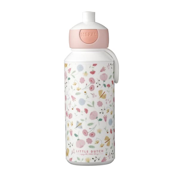 Mepal Campus Pop-Up drikkeflaske Små hollandske blomster og sommerfugle 400 ml Pink/Hvid
