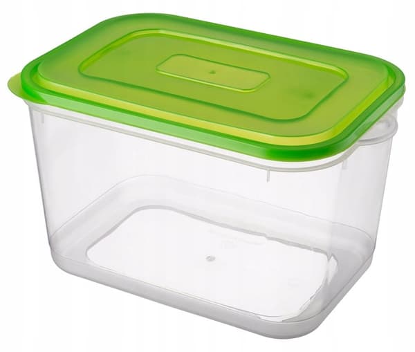 Set med 21 plastbehållare för matförvaring