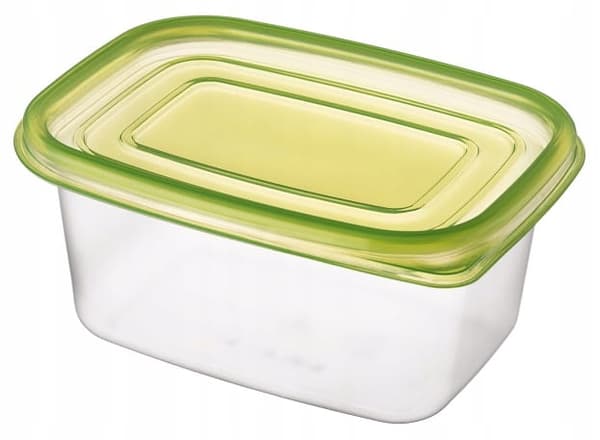 Set med 21 plastbehållare för matförvaring