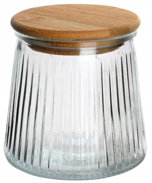Glasbeholder til løse produkter med bambuslåg og forsegling 600 ml
