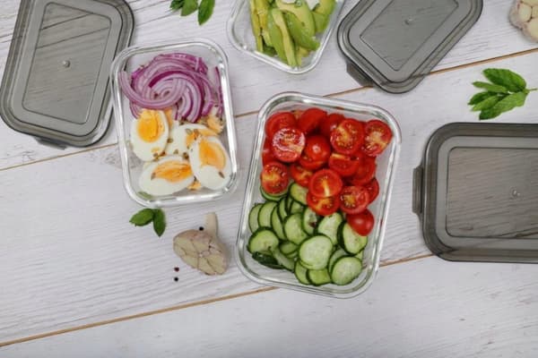 Rektangulär matbehållare värmebeständigt glas 1L grå