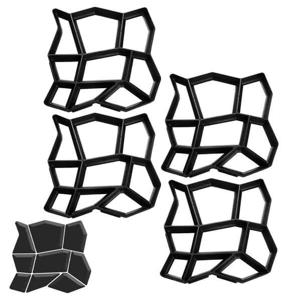 Beläggningsform Betongform för gräsmatta, uteplats, trädgård, gård, tegel, 4 pcs, 43x43x4cm