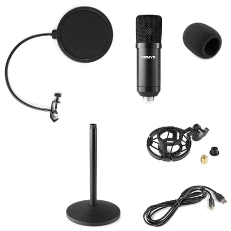 Vonyx CMTS300 USB Studio Kondensator mikrofon, svart