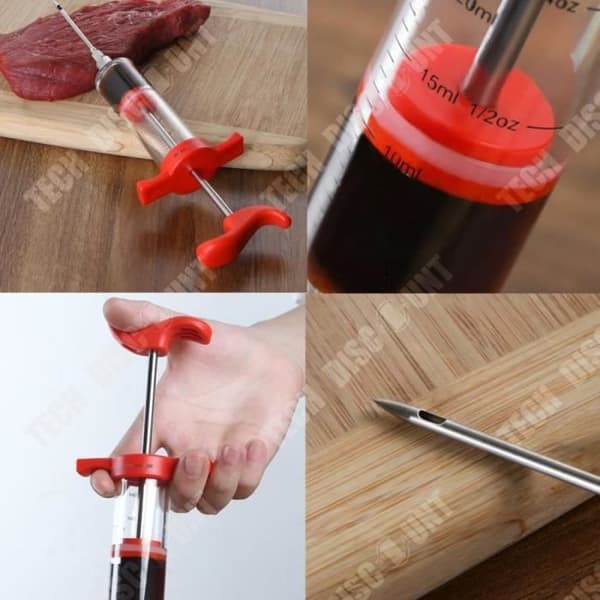 Plastmatspruta med oljenål marinadsås köksbakelse vuxenkött 30ml graderat redskap i rostfritt stål