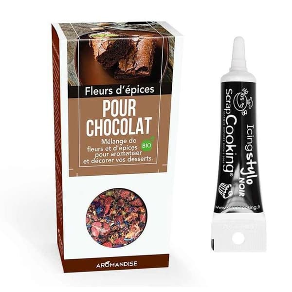 Chokladkryddblommor + svart glasyrpenna
