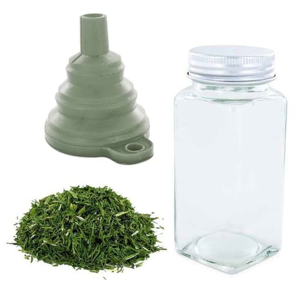 Kryddflaska i pulverform + tratt + ekologisk dill 15 g