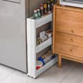 Miniatyrbild 4 av 6: Flyttbar nischhylla för förvaringsställ för kökshållare Kryddor Rack Rolling Trolley i vitt för att spara utrymme för vardagliga saker