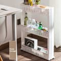 Miniatyrbild 5 av 6: Flyttbar nischhylla för förvaringsställ för kökshållare Kryddor Rack Rolling Trolley i vitt för att spara utrymme för vardagliga saker