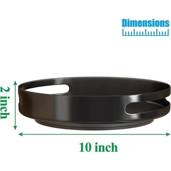 Roterande bricka, Kök Metall Stål Roterande Kryddställ för Köks Kryddförvaring, 25 cm, Svart