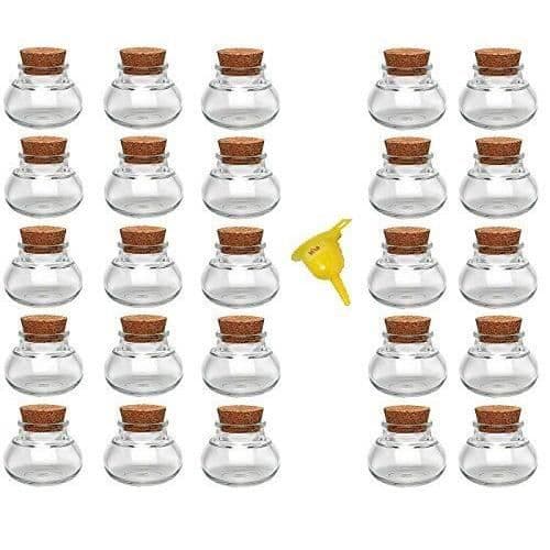 Viva Haushaltswaren Set med 25 kryddburkar 40 ml Gul traktör i glas, mini kork för gåvor, kryddor, etc - 26823