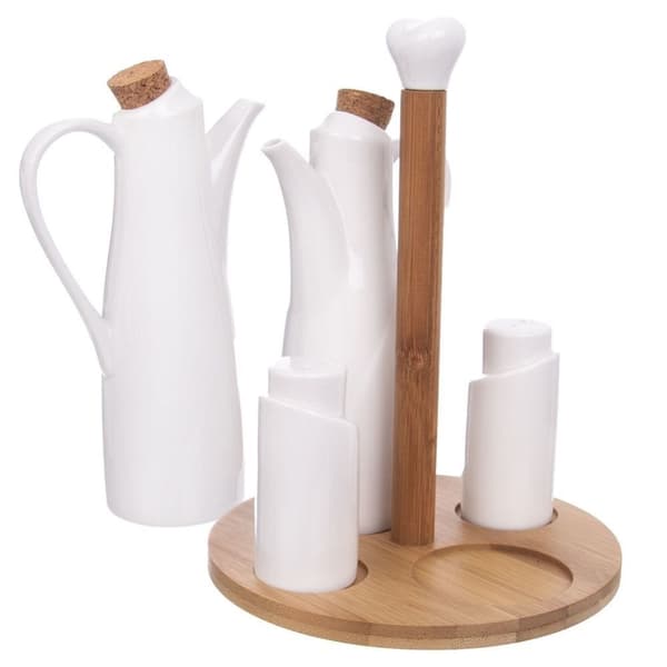 PORCELÆN KRYDDERKIT, 5 ELEMENTER, KLASSISK HVID