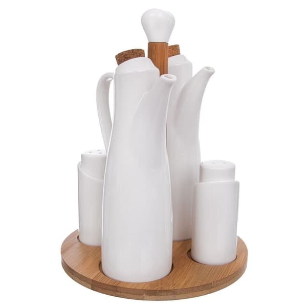 PORCELÆN KRYDDERKIT, 5 ELEMENTER, KLASSISK HVID