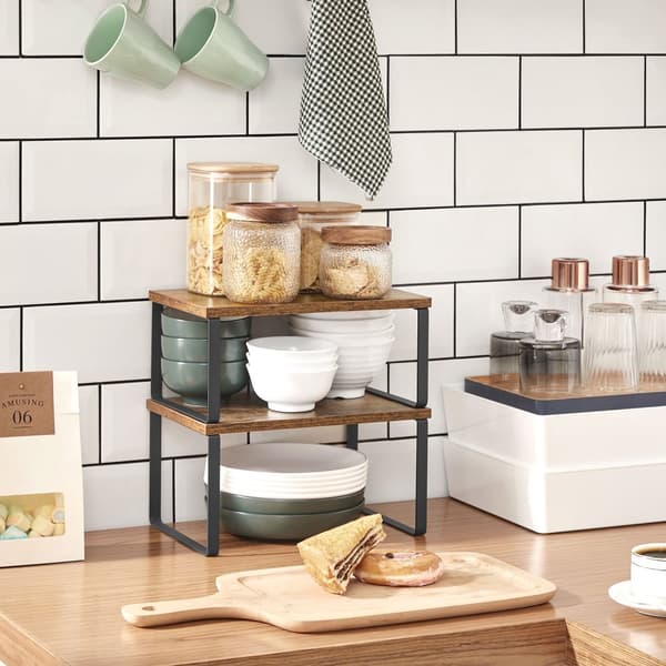 Urte Racks - Kitchen Planker - Køkkenarrangører - Sæt med 2 - Metalramme - Mørkebrun