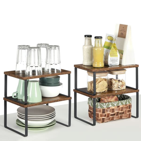 Urte Racks - Kitchen Planker - Køkkenarrangører - Sæt med 2 - Metalramme - Mørkebrun