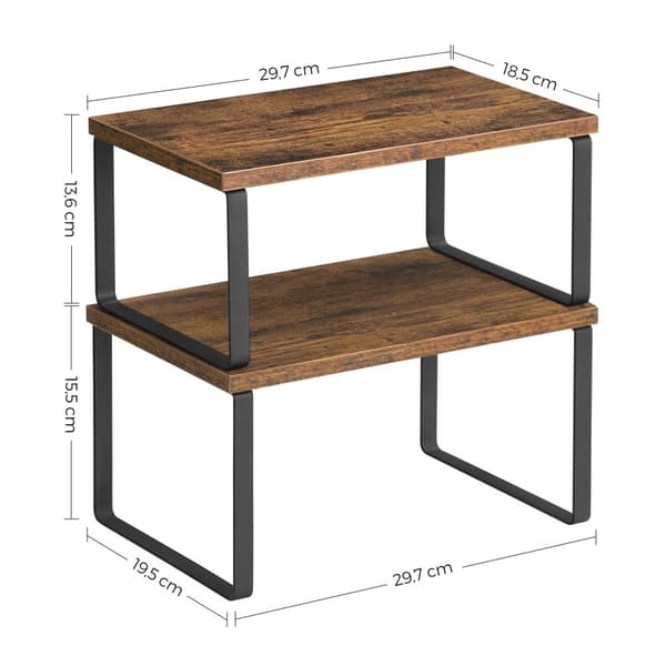 Urte Racks - Kitchen Planker - Køkkenarrangører - Sæt med 2 - Metalramme - Mørkebrun