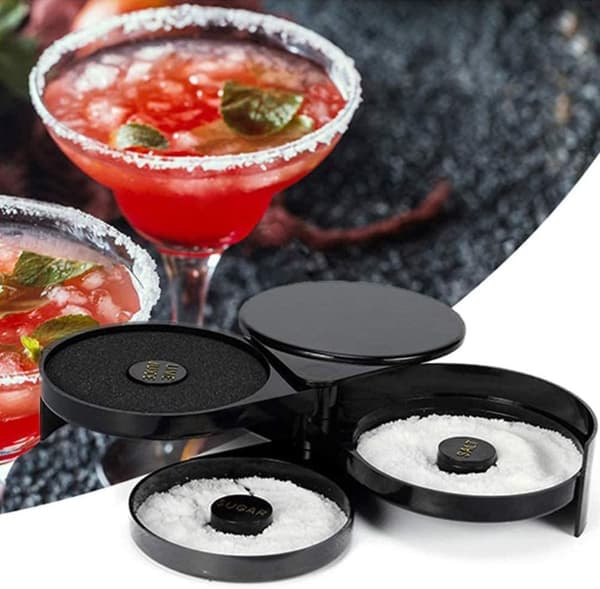 3-kerroksinen cocktail-reunustyökalu, suolalaatikko ja maustesäiliö juomille, täydellinen margaritalle