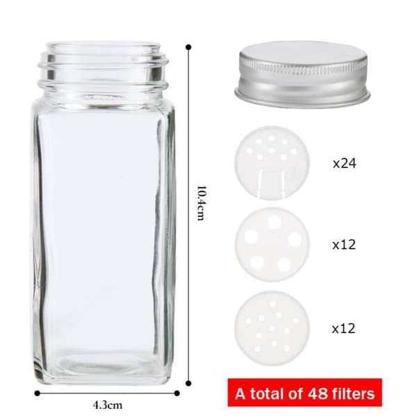 20ml Kryddburkar Glas Set med 24 med Sil Etiketter Borste Tratt