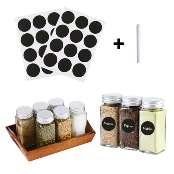 20ml Kryddburkar Glas Set med 24 med Sil Etiketter Borste Tratt