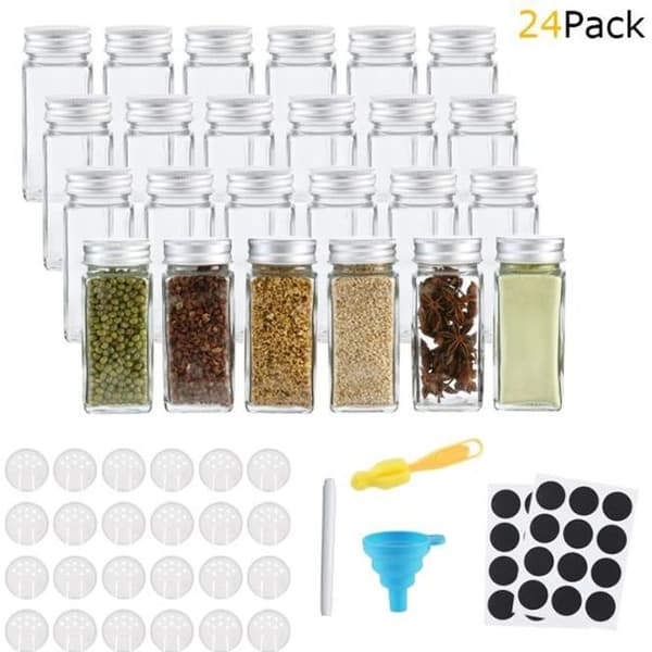 20ml Kryddburkar Glas Set med 24 med Sil Etiketter Borste Tratt