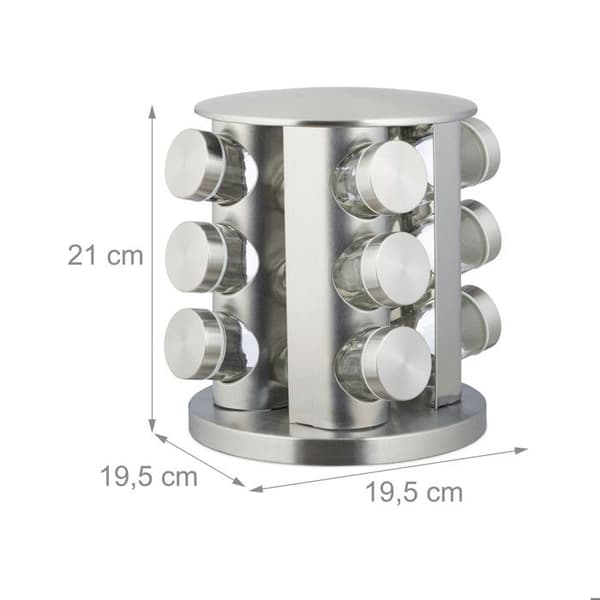 Relaxdays kryddställ, kök, 12-delad sprinklerset, rostfritt stål, modern design, diskmaskinssäker, silver