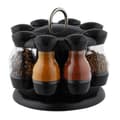 Miniatyrbild 1 av 6: Relaxdays Kryddkarusell, 8 plastburkar, rund display, 360° roterande, HxD 17x19 cm, svart/transparent