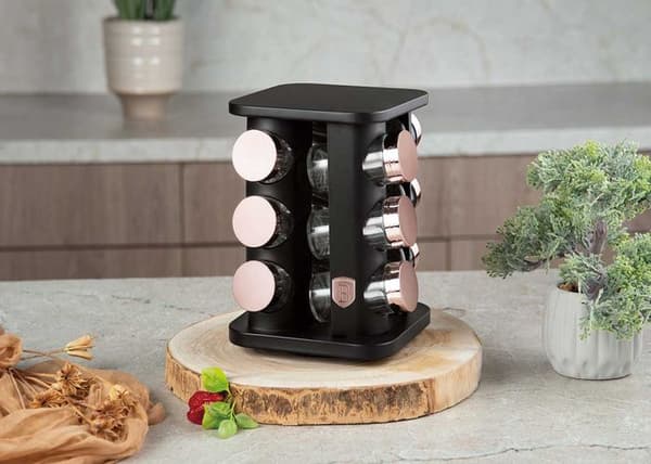 STÅENDE KRYDDHÅLLARE 12 BEHÅLLARE BERLINGER HAUS BH-8559 BLACK ROSE