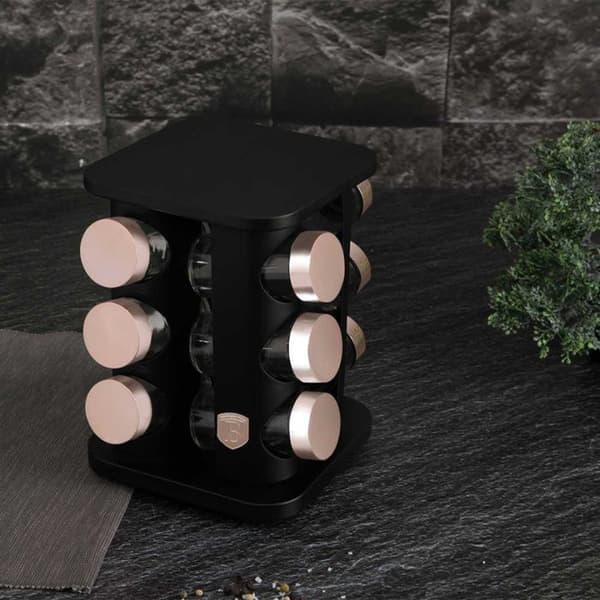 STÅENDE KRYDDHÅLLARE 12 BEHÅLLARE BERLINGER HAUS BH-8559 BLACK ROSE