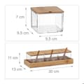 Miniatyrbild 4 av 6: Relaxdays kryddburkar, set med 3, burkar med sked och lock, plast, bambu, bricka, kök, transparent