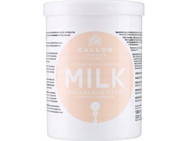 KALLOS Milk Hair Mask Maitoproteiinilla kuiville ja vaurioituneille hiuksille 1000ml