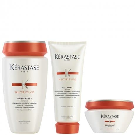 Kérastase Nutritive Bain Satin 2 250ml Lait Vital 200ml & Masquintense Epais For Thick Hair 200ml