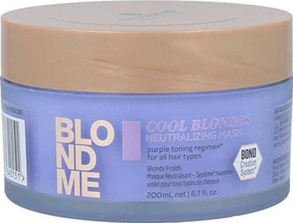 Schwarzkopf BLONDME Cool Blondes Neutralizing, 200 ml, Unisex, Farget hår, Blond, Anti-gulning, Farge beskyttelse, Shine (lys), Krukke