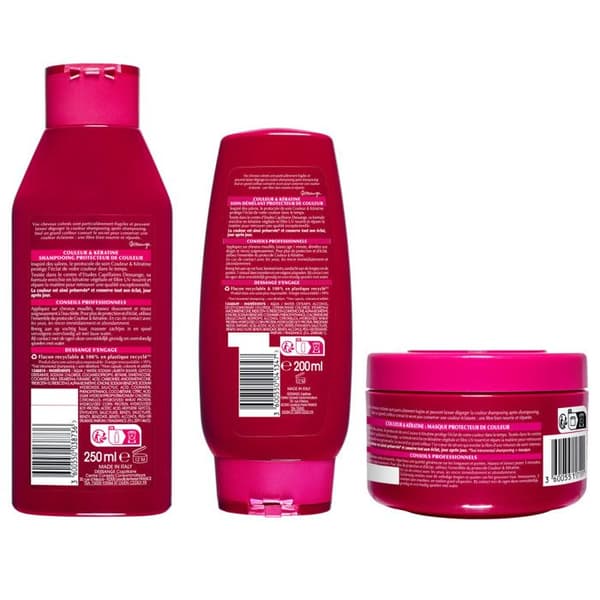 Dessange Färg & Keratin Skyddande Färgritual Schampo, Balsam, Hårmask för Färgat Hår 250ml,200ml,250ml