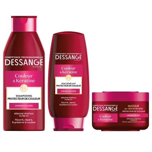 Dessange Färg & Keratin Skyddande Färgritual Schampo, Balsam, Hårmask för Färgat Hår 250ml,200ml,250ml