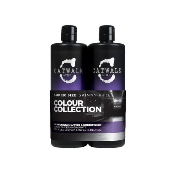 TIGI Catwalk Fashionista schampo med balsam - blont, grått eller vitt hår - 2 x 750 ml