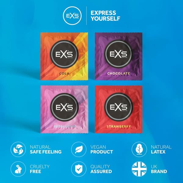 Kondomer EXS Mixed Choklad Svans Jordgubbe Tuggummi 12 antal