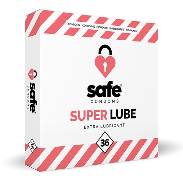 SAFE Condoms Super Lube Ekstra smøremiddel (36 stk)